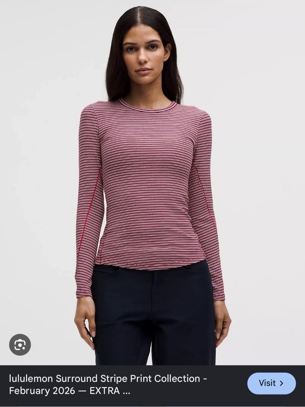 lululemon athletica Pink & White Striped Long-Sleeve Tee
